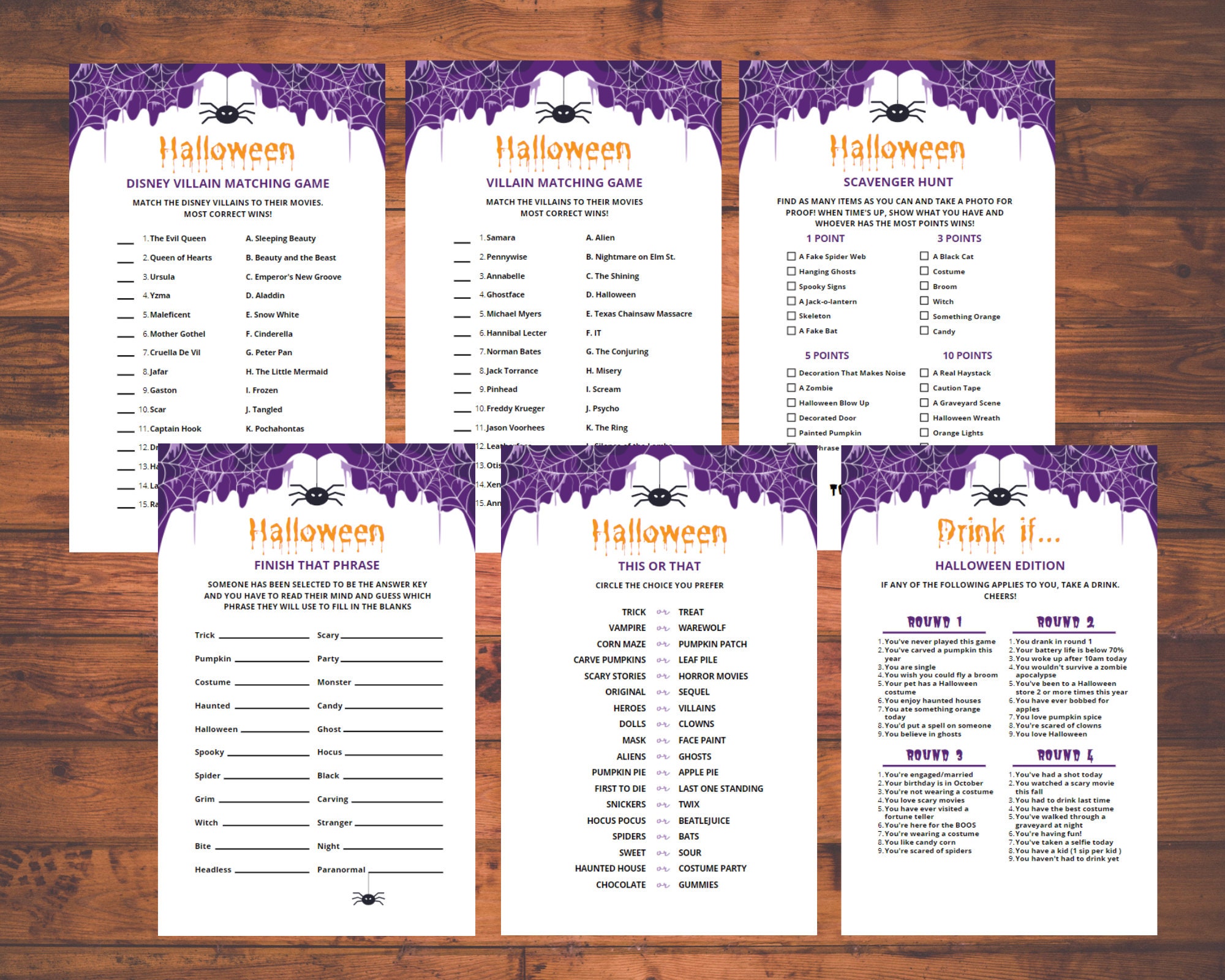 Games for Halloween Printable Halloween Games Halloween Etsy