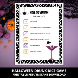 Halloween Drunk Dice Game, Fun Halloween Party Game, Halloween Drinking Game for Adults, Halloween Games for Adults, Drinking Games