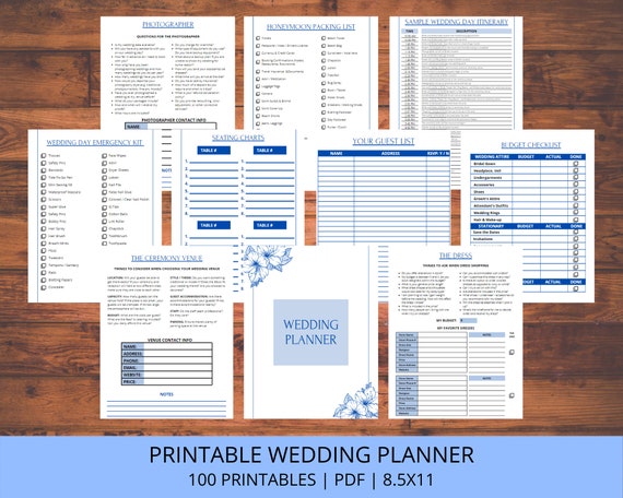 Wedding Planner Printable Printable Wedding Planner Wedding | Etsy