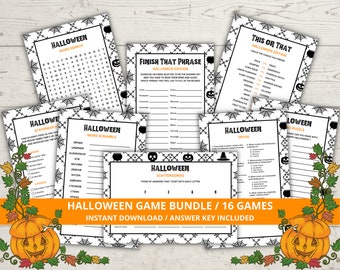 Printable Halloween Games, Halloween Game Bundle, Halloween Party Games, Virtual Halloween Games, Halloween Scattergories, Halloween Games