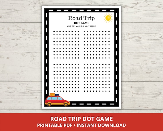 Dots And Boxes Game Dot Game Printable Road Trip Dot Game Etsy