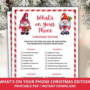 What&#39;s on Your Phone Christmas Edition, Christmas What&#39;s on Your Phone, Phone Scavenger Hunt, Christmas Party Game, Games for Christmas
