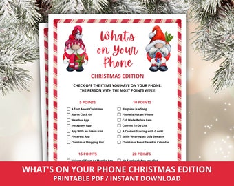 What's on Your Phone Christmas Edition, Christmas What's on Your Phone, Phone Scavenger Hunt, Christmas Party Game, Games for Christmas
