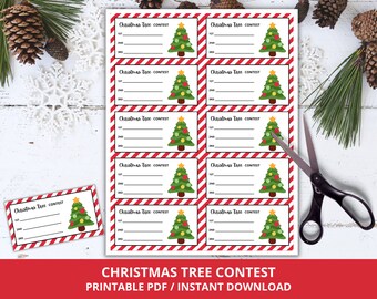 Weihnachtsbaum-Abstimmungs-Stimmzettel, Weihnachtsbaum-Abstimmungskarten, Weihnachtsbaum-Dekorations-Contest, Weihnachtsbaum-Contest