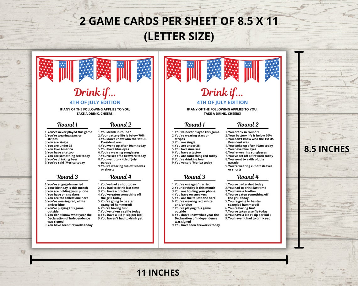 4th of July Drink If Game, Independence Day Drink If Game, 4th of July