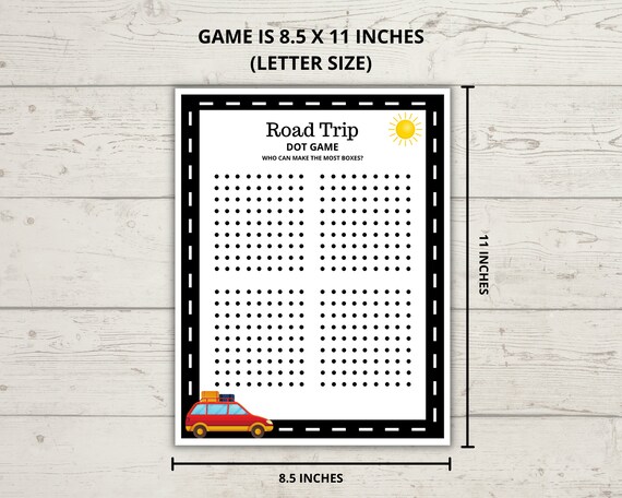 Dots And Boxes Game Dot Game Printable Road Trip Dot Game Etsy