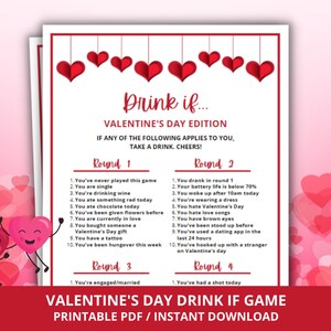 Valentine&#39;s Day Drink If Game, Valentines Party Games, Drink if Valentines Edition, Adult Drinking Games, Valentines Printable Game