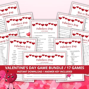 Valentine&#39;s Day Game Bundle, Fun Valentine&#39;s Day Game, Printable Valentine&#39;s Day Games, Valentine Party Printables, Galentine&#39;s Day