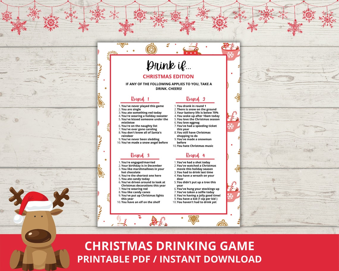 Christmas Drink If Game, Christmas Drinking Game, Christmas Party Game