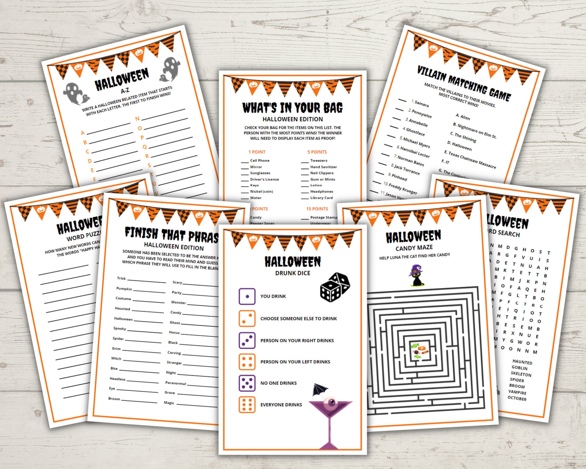 Halloween Party Games Printable Halloween Game Bundle - Etsy