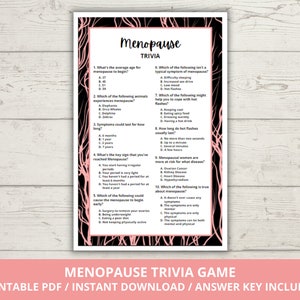 Menopause Trivia, Menopause Party Game, Menoparty Game, Menopause Trivia Game, Fun Menopause Game