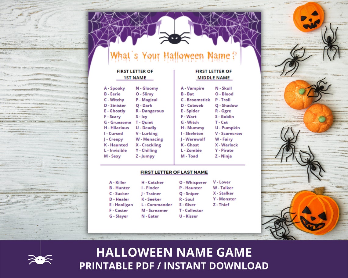 Halloween Name Game What's Your Halloween Name Halloween Etsy