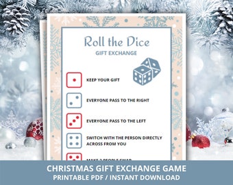 Juego de intercambio de regalos de Navidad, juego de dados de intercambio de regalos de Navidad, juego de intercambio de regalos Roll The Dice, juego de fiesta de oficina, juego de fiesta navideña