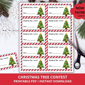 Christmas Tree Voting Ballots, Christmas Tree Voting Cards, Xmas Tree Contest, Christmas Tree Decorating Contest