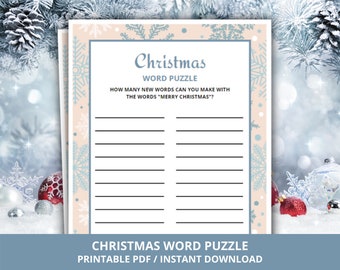 Christmas Word Puzzle Game, Winter Word Puzzle Game, Christmas Party Game, Christmas Time Activities for Kids, Christmas Word Game