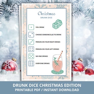 Christmas Drunk Dice Game, Drunk Dice Party Game, Christmas Drinking Game, Fun Christmas Party Game, Adult Drinking Game