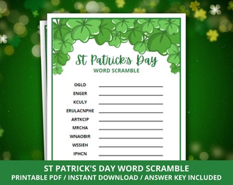 St Patrick's Day Word Scramble Game: Fun Party Activity (PDF Download)