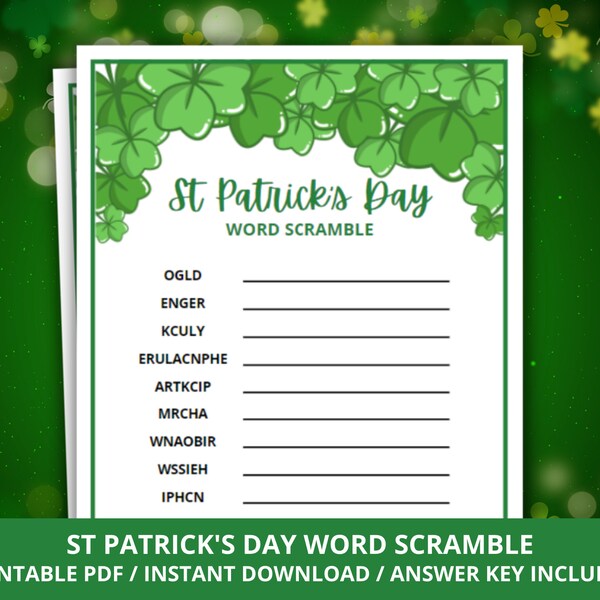 St Patricks Day Word Scramble - Etsy