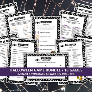 Halloween Game Bundle, Fun Halloween Party Games, Halloween Party Games, Halloween Activities for Kids, Printable Halloween Game Pack