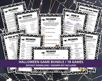 Printable Halloween Game Bundle, 18 Party Games (PDF)
