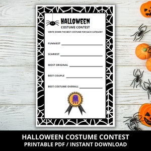 Halloween-Kostüm-Contest, Halloween-Kostüm-Contest-Stimmzettel, Halloween-Kostüm-Contest-Abstimmungskarten, druckbarer Halloween-Kostüm-Contest