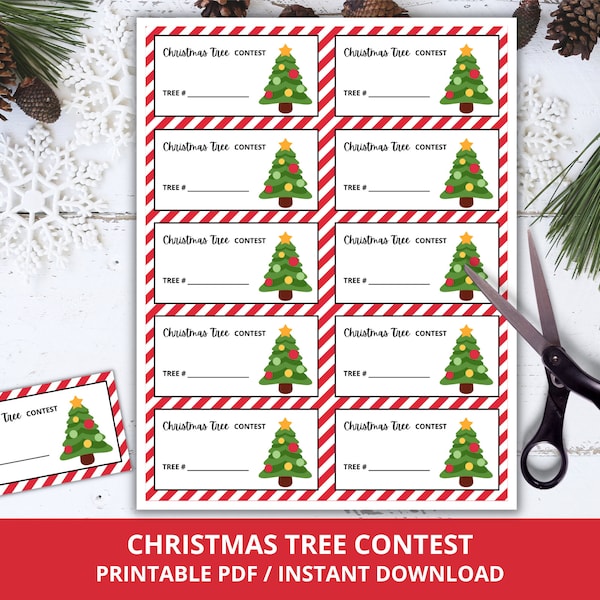 Christmas Tree Voting Ballots, Christmas Tree Voting Cards, Xmas Tree Contest, Christmas Tree Decorating Contest