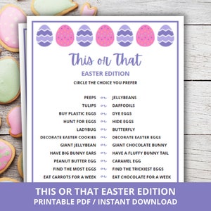 Easter This Or That Game, Easter Would You Rather, This Or That Easter Edition, Easter Party Game, Fun Easter Activity