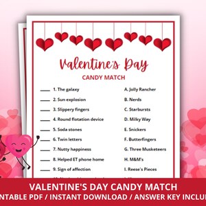Valentine&#39;s Day Candy Match Game, Valentine&#39;s Candy Match, Fun Valentine&#39;s Day Game, Valentine&#39;s Day Game for Couples, Date Night Game