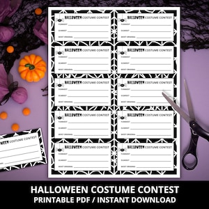 Costume Contest Voting Cards, Halloween Costume Contest Ballot, Costume Contest Awards, Printable Halloween Entry Ballots