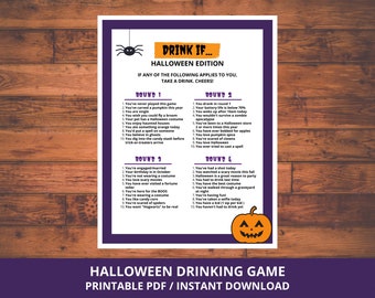 Halloween Drink If Game, Halloween Party Spiele, Drink wenn Halloween Edition, Trinkspiele für Erwachsene, Halloween druckbare Spiele