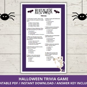 Halloween Trivia Game, Scary Movie Trivia, Halloween Party Game, Kids Halloween Games, Halloween Trivia Quiz