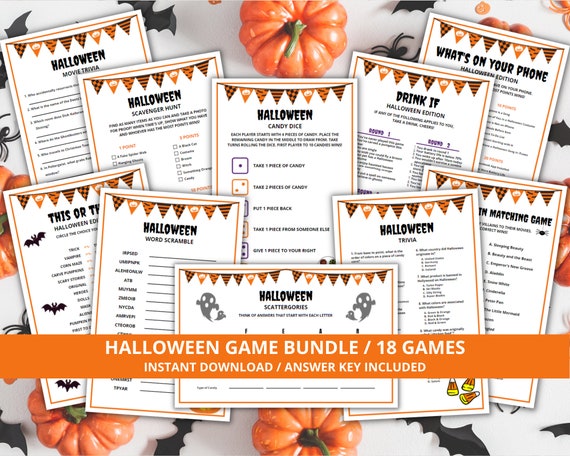 Halloween Party Games Printable Halloween Game Bundle | Etsy