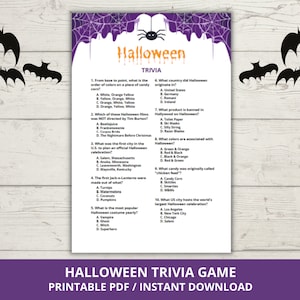 Halloween Trivia Game, Scary Movie Trivia, Halloween Party Game, Halloween Quiz, Fun Horror Trivia, Halloween Printable Games