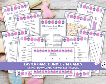 Easter Games Printable, Easter Games Bundle, Easter Activities, Easter Scavenger Hunt, Printable Easter Games Bundle, Kids Easter Games