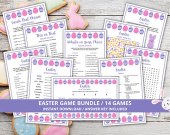 Easter Games Printable, Easter Games Bundle, Easter Activities, Easter Scavenger Hunt, Printable Easter Games Bundle, Kids Easter Games