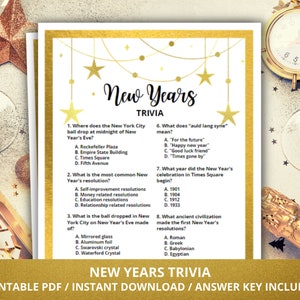 New Years Trivia Game, New Years Eve Party Game, New Years Printable Games, New Years Eve Trivia, New Years Games, NYE Trivia