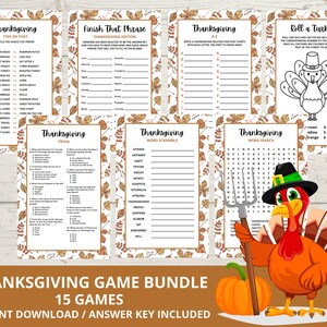 Printable Thanksgiving Games, Friendsgiving Games, Fall Games, Thanksgiving Party Games, Thanksgiving Trivia Game