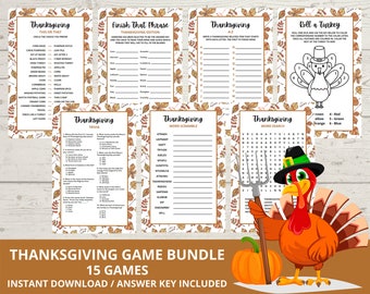 Ausdruckbare Thanksgiving Spiele, Friendsgiving Spiele, Herbst Spiele, Thanksgiving Party Spiele, Thanksgiving Trivia Spiel
