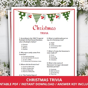 Christmas Trivia Game, Holiday Trivia Game, Christmas Trivia Printable Games, Holiday Party Games, Fun Christmas Games Printable