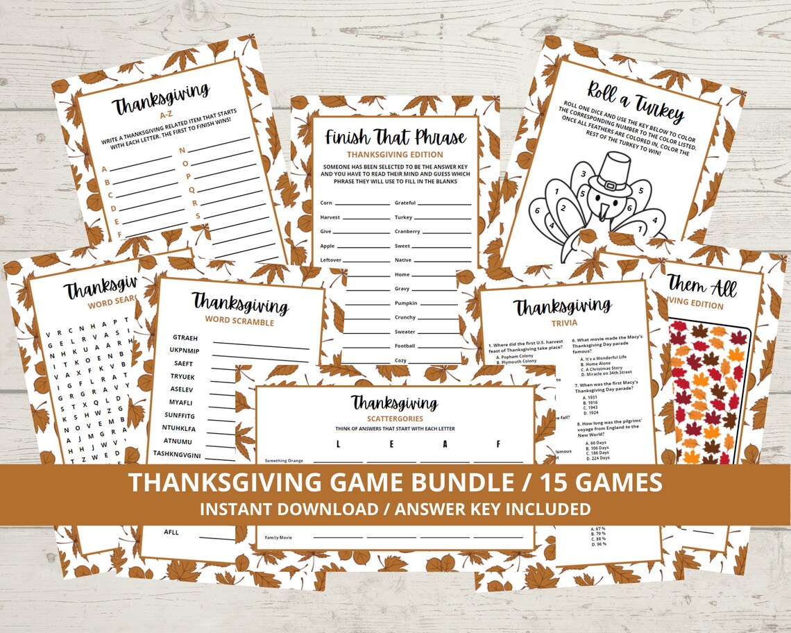 Thanksgiving Games Printable Fall Party Games Friendsgiving | Etsy