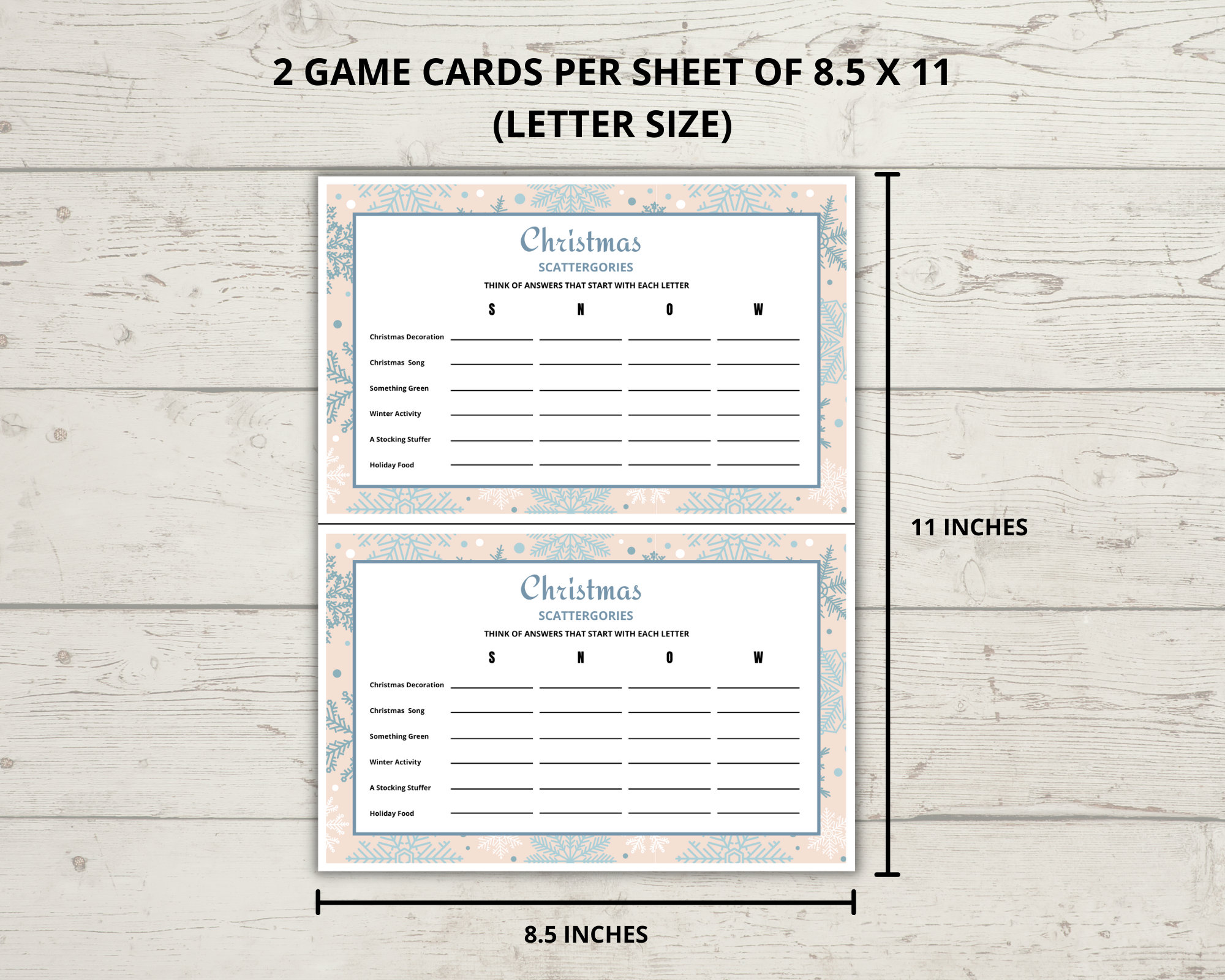 Printable Christmas Scattergories Game, Holiday Party Game, Christmas ...
