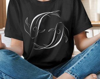 Japanese koi fish shirt, aesthetic shirt, koi fish art, koi fish gift, japan zen yoga shirt, fish line art shirt, fish illustration