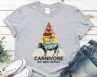 Funny carnivore food pyramid t shirt for men and women- Carnivore Eat Meat Repeat shirt, Matching meat lover gifts for the couple