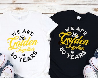 50th anniversary gifts for parents: We are golden together 50 years shirt, Presents for grandparents celebrating 50 years of marriage
