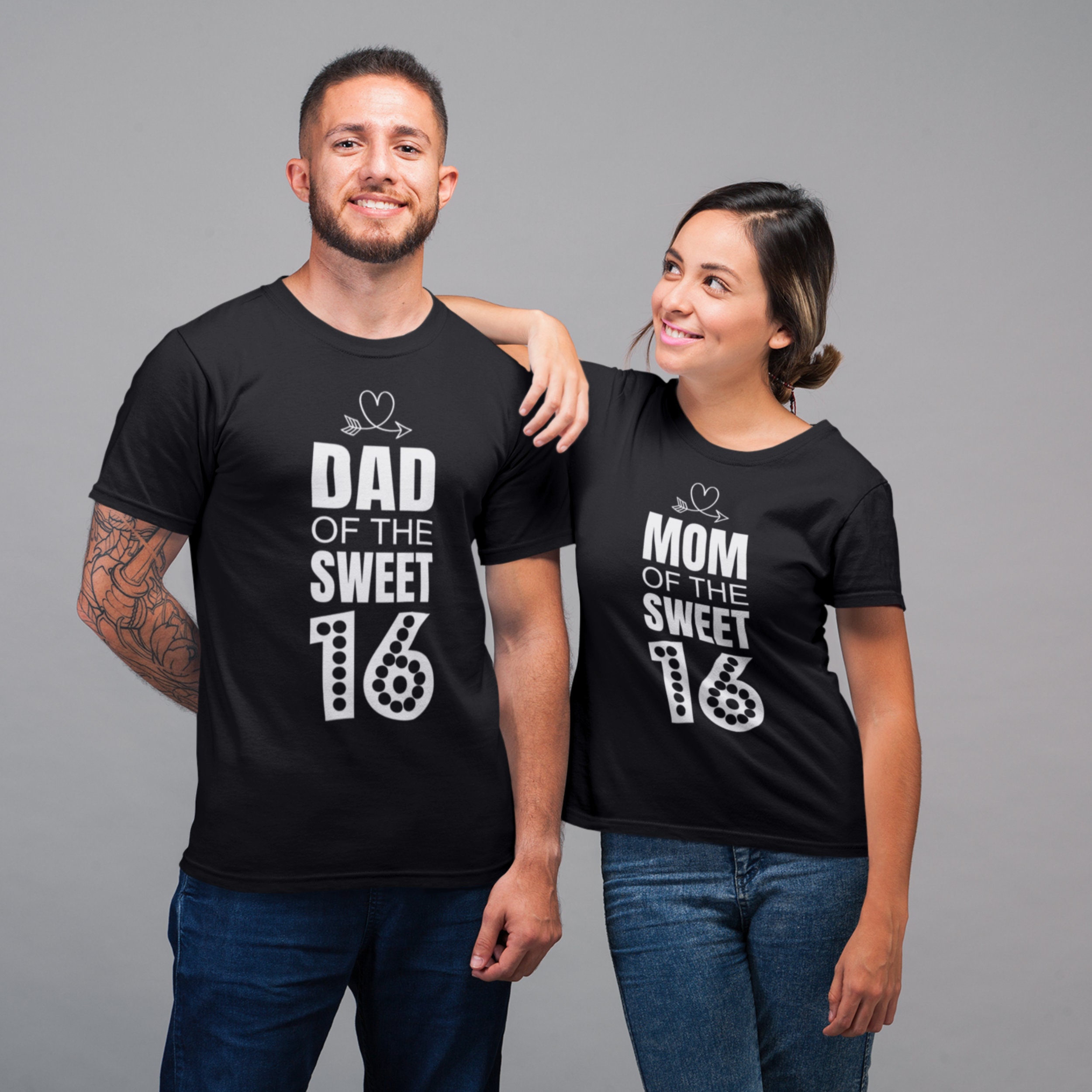 Sweet 16 family birthday tee for Daddy and Mommy: Dad of the sweet 16 shirt, Mom of the sweet 16 shirt, Mom of 16yr old tshirt