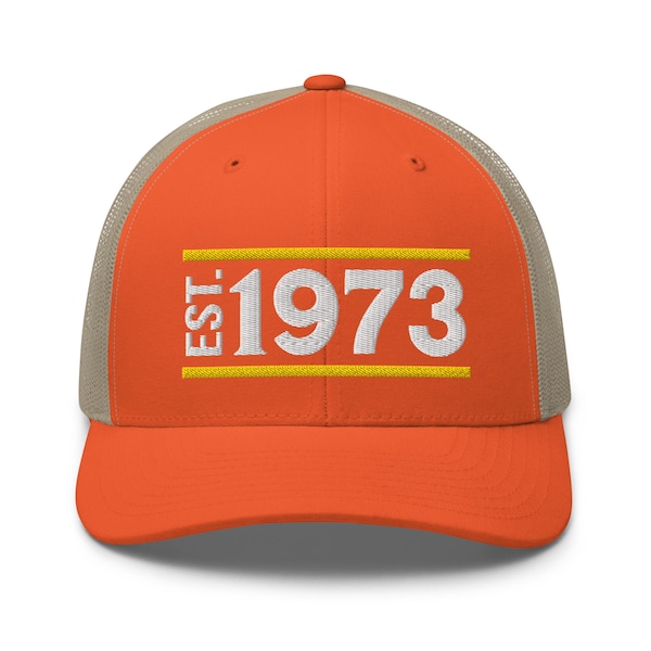 Est. 1973 Trucker Cap - 50 ° compleanno cappello camionista per uomo donna, Nato nel 1973, 50 anni idee regalo di compleanno per fratello papà mamma amico