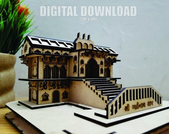 DG-11 Laser Cut Badrinath Temple 8x8inch Design Vector File - Digital Download