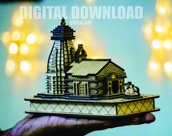 DG-04 Laser Cut Shri Kedarnath Temple 7X4inch Design Vector File - Digital Download