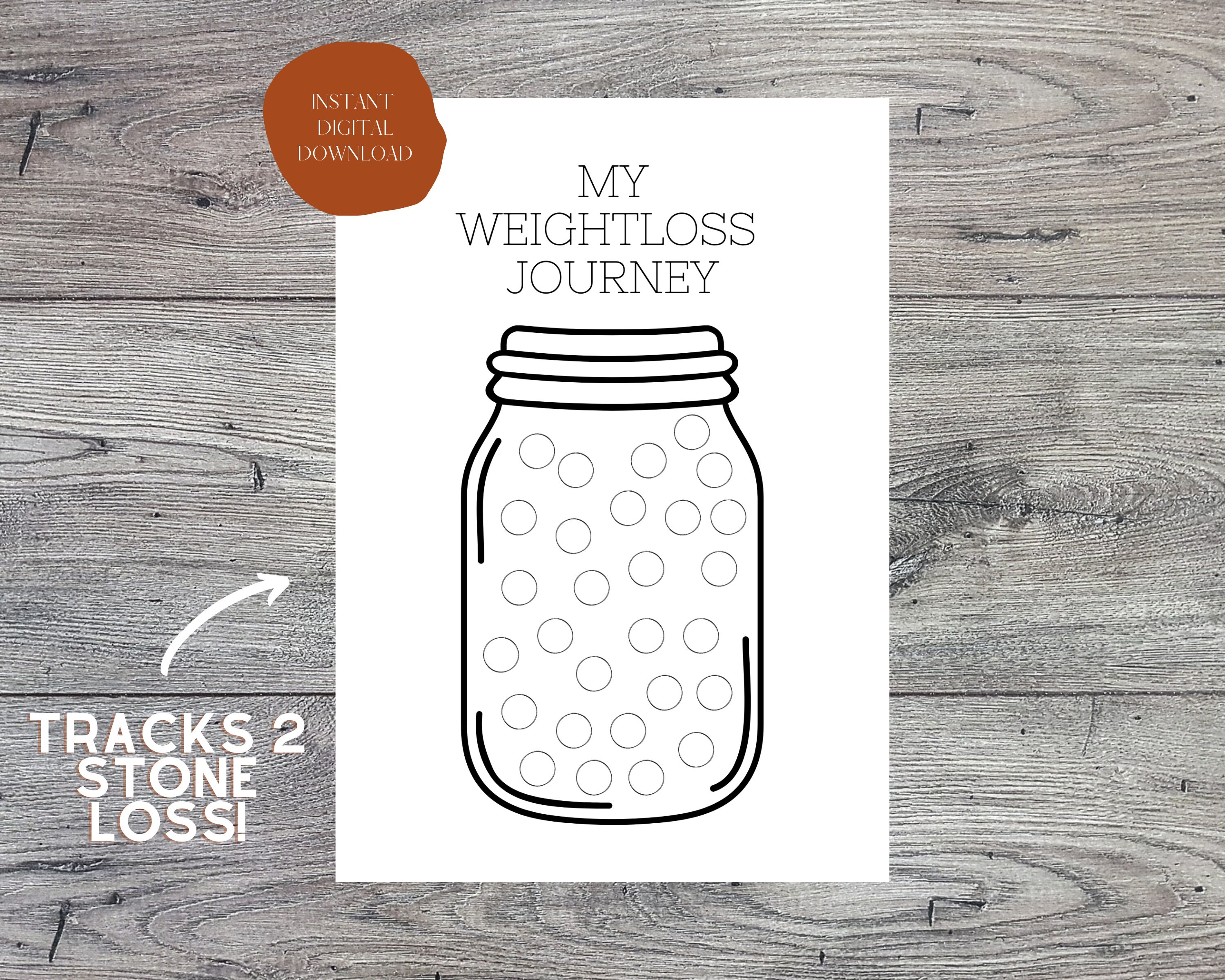 Printable Weightloss Tracker 2 Stone Loss Jar Tracker Etsy
