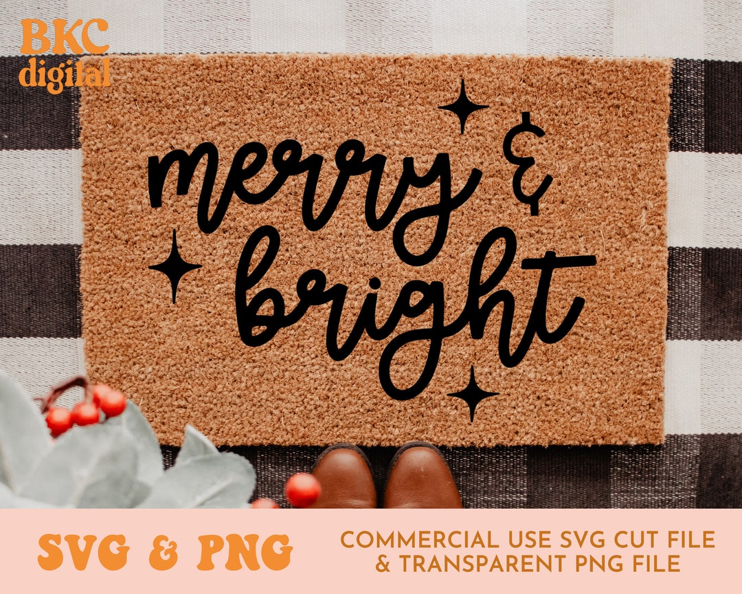 Merry & Bright SVG Cut File Commercial Use SVG PNG Files Christmas ...